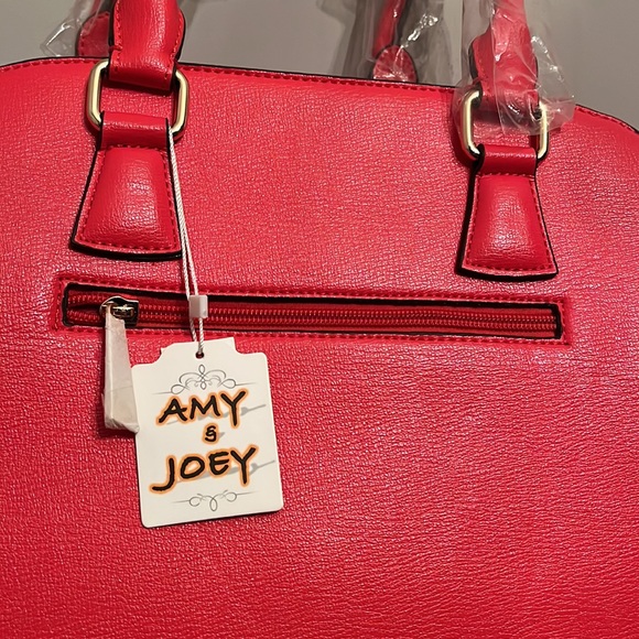 NWT AMY + JOEL Vegan Leather Shoulder Bag with 2D & 3D Ornaments and Patches - Picture 15 of 16